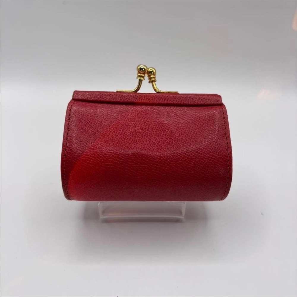 Yves Saint Laurent Red Coin Purse with Gold Accents - Picture 3 of 13